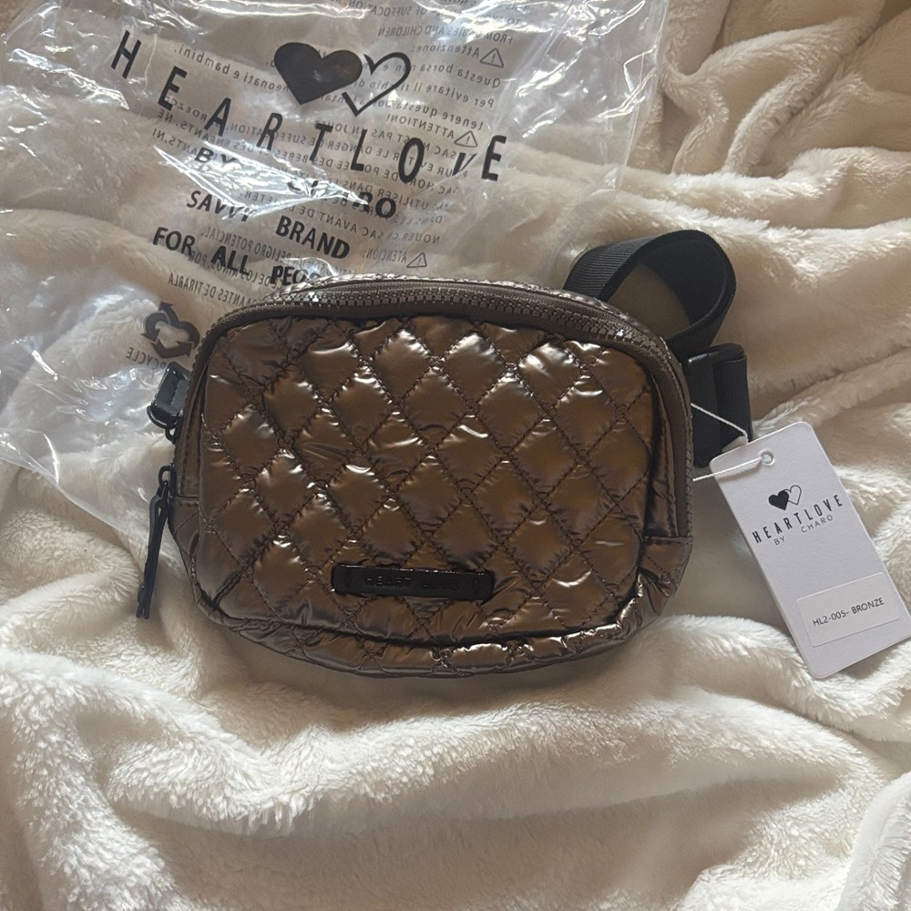 Heartlove Bronze Quilted Crossbody Bag